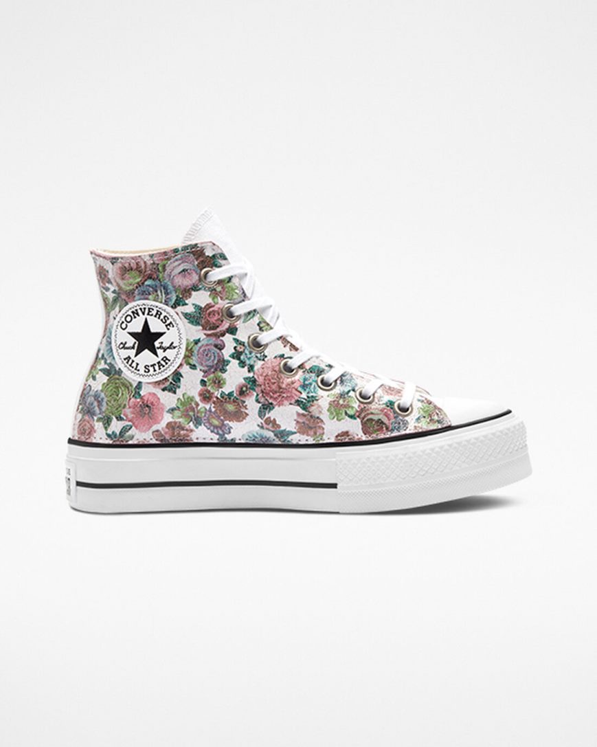 Pantofi Platforma Dama Converse Chuck Taylor All Star Lift LTD Floral Inalti Flori | RO 13JSPW263